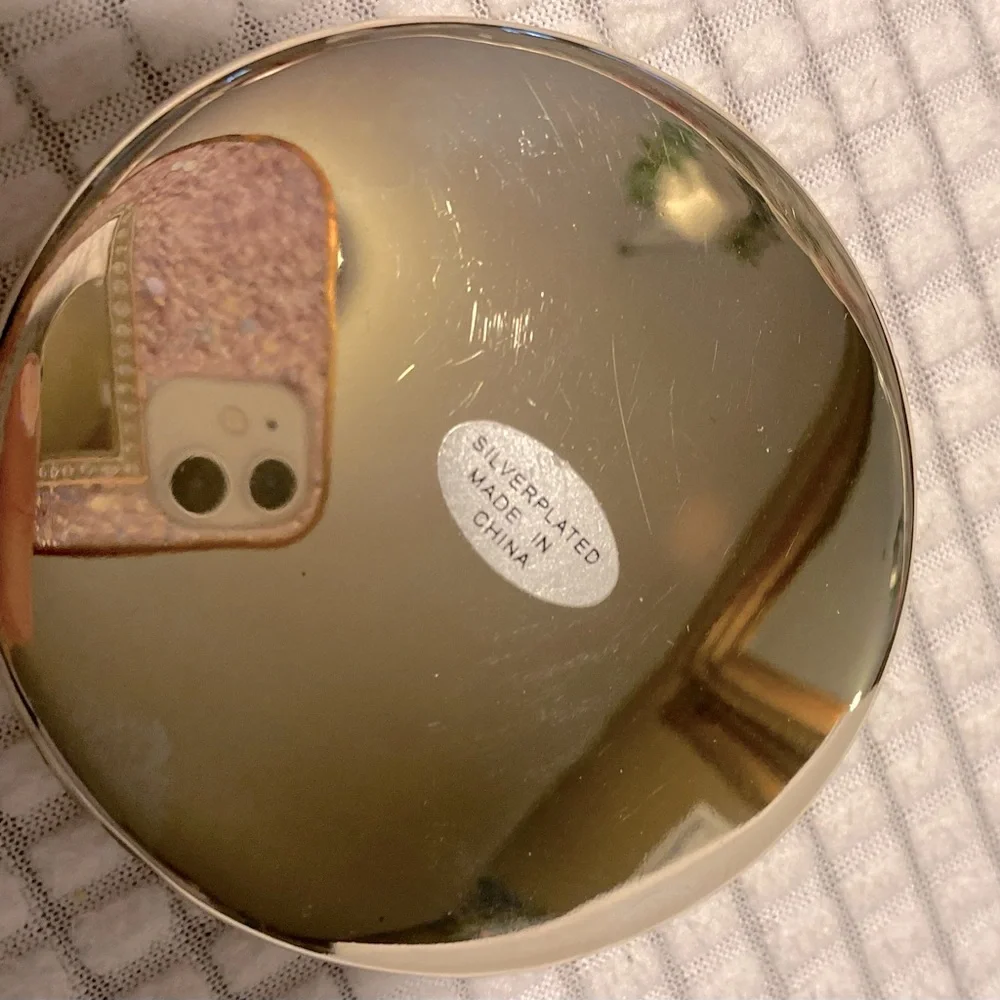 Double mirror🪞 Silver Plated Compact Mirror